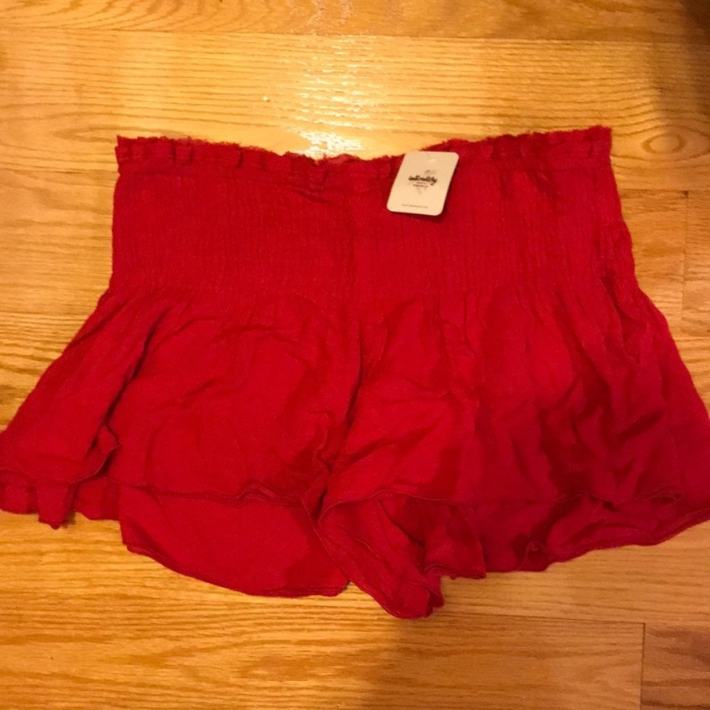 Free People Intimately Red Flowy Shorts